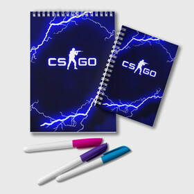 Блокнот с принтом CS GO LIGHTNING STYLE в городе Новоалтайск, 100% бумага | 48 листов, плотность листов — 60 г/м2, плотность картонной обложки — 250 г/м2. Листы скреплены удобной пружинной спиралью. Цвет линий — светло-серый
 | Тематика изображения на принте: astralis | awp | counter strike | cs go | cs go global offensive | faze clan | hyper beast | team liquid | thunder | астралис | молнии | тим ликвид | фейз клан | хайпер бист | шторм