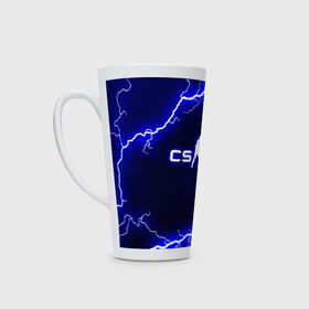 Кружка Латте с принтом CS GO LIGHTNING STYLE в городе Новоалтайск, Белая керамика | Объем 480 мл; Высота 150 мм; Диаметр 90 мм | astralis | awp | counter strike | cs go | cs go global offensive | faze clan | hyper beast | team liquid | thunder | астралис | молнии | тим ликвид | фейз клан | хайпер бист | шторм
