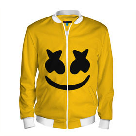 Мужской бомбер 3D с принтом MARSHMELLO HAPPIER в городе Новоалтайск, 100% полиэстер | застегивается на молнию, по бокам два кармана без застежек, по низу бомбера и на воротнике - эластичная резинка | america | dj | marshmello | usa | америка | маршмелло