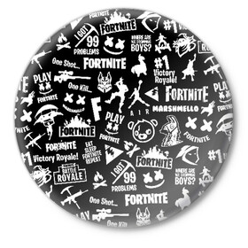 Значок с принтом FORTNITE ПАТТЕРН / ФОРТНАЙТ ПАТТЕРН в городе Новоалтайск,  металл | круглая форма, металлическая застежка в виде булавки | Тематика изображения на принте: fortnite | fortnite 2 | fortnite x маршмелло | ikonik | marshmello | ninja | ninja streamer | иконик | ниндзя | фортнайт | фортнайт 2 | фортнайт глава 2