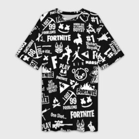 Платье-футболка 3D с принтом FORTNITE ПАТТЕРН   ФОРТНАЙТ ПАТТЕРН в городе Новоалтайск,  |  | fortnite | fortnite 2 | fortnite x маршмелло | ikonik | marshmello | ninja | ninja streamer | иконик | ниндзя | фортнайт | фортнайт 2 | фортнайт глава 2