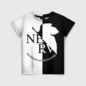 Детская футболка 3D с принтом Nerv black and white в городе Новоалтайск, 100% гипоаллергенный полиэфир | прямой крой, круглый вырез горловины, длина до линии бедер, чуть спущенное плечо, ткань немного тянется | Тематика изображения на принте: angel | eva | evangelion | neon genesis evangelion | nerv | аска лэнгли сорью | ева | евангелион | мисато кацураги | рей аянами | синдзи