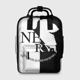Женский рюкзак 3D с принтом Nerv black and white в городе Новоалтайск, 100% полиэстер | лямки с регулируемой длиной, сверху ручки, чтобы рюкзак нести как сумку. Основное отделение закрывается на молнию, как и внешний карман. Внутри два дополнительных кармана, один из которых закрывается на молнию. По бокам два дополнительных кармашка, куда поместится маленькая бутылочка
 | angel | eva | evangelion | neon genesis evangelion | nerv | аска лэнгли сорью | ева | евангелион | мисато кацураги | рей аянами | синдзи