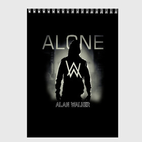 Скетчбук с принтом Alan Walker в городе Новоалтайск, 100% бумага
 | 48 листов, плотность листов — 100 г/м2, плотность картонной обложки — 250 г/м2. Листы скреплены сверху удобной пружинной спиралью | alan | alone | darkside | different | dj | faded | house | k 391 | live | music | olav | remix | techno | walker | walkers | walkzz | world | алан | диджей | техно | уокер
