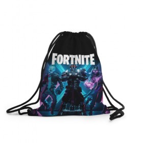 Рюкзак-мешок 3D с принтом FORTNITE 10 СЕЗОН в городе Новоалтайск, 100% полиэстер | плотность ткани — 200 г/м2, размер — 35 х 45 см; лямки — толстые шнурки, застежка на шнуровке, без карманов и подкладки | Тематика изображения на принте: 10 сезон | fortnite | фортнайт