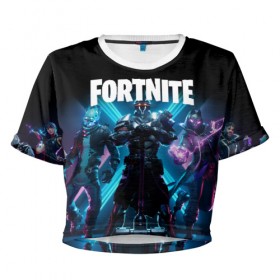 Женская футболка Cropp-top с принтом FORTNITE 10 СЕЗОН в городе Новоалтайск, 100% полиэстер | круглая горловина, длина футболки до линии талии, рукава с отворотами | 10 сезон | fortnite | фортнайт