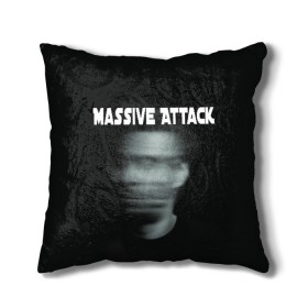 Подушка 3D с принтом Massive Attack в городе Новоалтайск, наволочка – 100% полиэстер, наполнитель – холлофайбер (легкий наполнитель, не вызывает аллергию). | состоит из подушки и наволочки. Наволочка на молнии, легко снимается для стирки | грант маршалл | роберт дель ная | трип хоп
