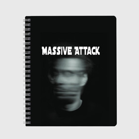 Тетрадь с принтом Massive Attack в городе Новоалтайск, 100% бумага | 48 листов, плотность листов — 60 г/м2, плотность картонной обложки — 250 г/м2. Листы скреплены сбоку удобной пружинной спиралью. Уголки страниц и обложки скругленные. Цвет линий — светло-серый
 | грант маршалл | роберт дель ная | трип хоп