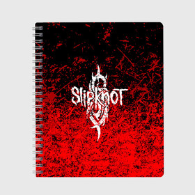 Тетрадь с принтом SLIPKNOT в городе Новоалтайск, 100% бумага | 48 листов, плотность листов — 60 г/м2, плотность картонной обложки — 250 г/м2. Листы скреплены сбоку удобной пружинной спиралью. Уголки страниц и обложки скругленные. Цвет линий — светло-серый
 | Тематика изображения на принте: corey taylor | mick thomson. | music | slipknot | we are not your kind | альтернативный метал | готик | грув метал | метал | музыка | ню метал | слипкнот | слипнот