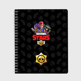 Тетрадь с принтом РЮКЗАК BRAWL STARS в городе Новоалтайск, 100% бумага | 48 листов, плотность листов — 60 г/м2, плотность картонной обложки — 250 г/м2. Листы скреплены сбоку удобной пружинной спиралью. Уголки страниц и обложки скругленные. Цвет линий — светло-серый
 | android | brawl stars | bull | colt | games | mobile game | stars | берли | бо | брок | джесси | динамайк | дэррил | игры | кольт | мобильные игры | нита | пенни | поко | пэм | рикошет | фрэнк | шелли | эль примо