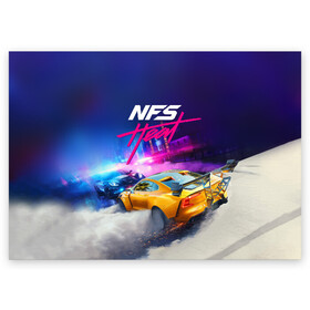 Поздравительная открытка с принтом NEED FOR SPEED - HEAT (2019) в городе Новоалтайск, 100% бумага | плотность бумаги 280 г/м2, матовая, на обратной стороне линовка и место для марки
 | 2019 | auto | for | game | games | heat | logo | need | neon | nfs | racing | speed | symbol | tuning | авто | гонки | жажда | жара | игра | игры | лого | логотип | неон | нфс | символ | скорости | тепло | тюнинг | хеат | хит | хот