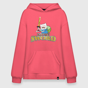 Худи SuperOversize хлопок с принтом Eat my sword в городе Новоалтайск, 70% хлопок, 30% полиэстер, мягкий начес внутри | карман-кенгуру, эластичная резинка на манжетах и по нижней кромке, двухслойный капюшон
 | cartoon network | finn | jake | аdventure time | время приключений | джейк | катун | катун нетворк | ливнерог | марселин | пупырка | радугарог | финн