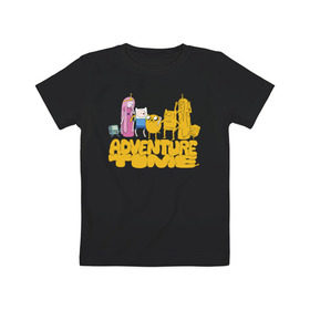 Детская футболка хлопок с принтом Adventure time в городе Новоалтайск, 100% хлопок | круглый вырез горловины, полуприлегающий силуэт, длина до линии бедер | cartoon network | finn | jake | аdventure time | время приключений | джейк | катун | катун нетворк | ливнерог | марселин | пупырка | радугарог | финн