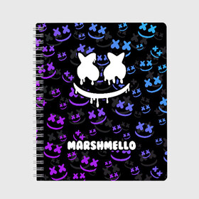 Тетрадь с принтом РЮКЗАК MARSHMELLO в городе Новоалтайск, 100% бумага | 48 листов, плотность листов — 60 г/м2, плотность картонной обложки — 250 г/м2. Листы скреплены сбоку удобной пружинной спиралью. Уголки страниц и обложки скругленные. Цвет линий — светло-серый
 | marshmello | диджей | клуб | клубная музыка | маршмеллоу | маршмело | маршмэлло | маршмэллоу | маршмэло | музыка | электронная