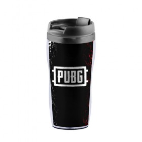 Термокружка-непроливайка с принтом PUBG в городе Новоалтайск, внутренняя часть — пищевой пластик, наружная часть — прозрачный пластик, между ними — полиграфическая вставка с рисунком | объем — 350 мл, герметичная крышка | Тематика изображения на принте: battle royal | playerunknowns battlegrounds | pubg | пабг | пубг