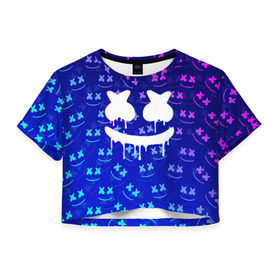 Женская футболка Cropp-top с принтом MARSHMELLO в городе Новоалтайск, 100% полиэстер | круглая горловина, длина футболки до линии талии, рукава с отворотами | america | dj | marshmello | usa | америка | маршмелло