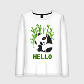Женский лонгслив хлопок с принтом Panda Hello в городе Новоалтайск, 100% хлопок |  | panda hello | животные | панда | панды | привет