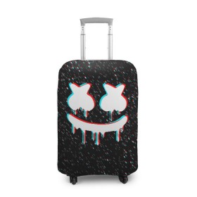 Чехол для чемодана 3D с принтом MARSHMELLO GLITCH в городе Новоалтайск, 86% полиэфир, 14% спандекс | двустороннее нанесение принта, прорези для ручек и колес | america | dj | marshmello | usa | америка | маршмелло