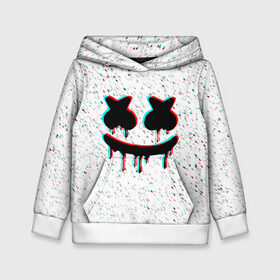 Детская толстовка 3D с принтом MARSHMELLO GLITCH в городе Новоалтайск, 100% полиэстер | двухслойный капюшон со шнурком для регулировки, мягкие манжеты на рукавах и по низу толстовки, спереди карман-кенгуру с мягким внутренним слоем | america | dj | marshmello | usa | америка | маршмелло