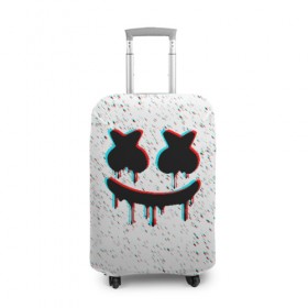 Чехол для чемодана 3D с принтом MARSHMELLO GLITCH в городе Новоалтайск, 86% полиэфир, 14% спандекс | двустороннее нанесение принта, прорези для ручек и колес | america | dj | marshmello | usa | америка | маршмелло
