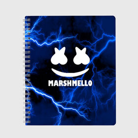 Тетрадь с принтом MARSHMELLO в городе Новоалтайск, 100% бумага | 48 листов, плотность листов — 60 г/м2, плотность картонной обложки — 250 г/м2. Листы скреплены сбоку удобной пружинной спиралью. Уголки страниц и обложки скругленные. Цвет линий — светло-серый
 | christopher comstock | dj | marshmello | music | диджей | клубная музыка | клубняк | крис комсток | маршмеллоу | музыка