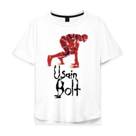 Мужская футболка хлопок Oversize с принтом Usain Bolt в городе Новоалтайск, 100% хлопок | свободный крой, круглый ворот, “спинка” длиннее передней части | athletics | jamaica | man | run | runner | sport | sportsman | usain bolt | легкая атлетика | мужчина | спорт | спортсмен | ямайка