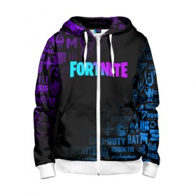 Детская толстовка 3D на молнии с принтом FORTNITE в городе Новоалтайск, 100% полиэстер |  манжеты и пояс оформлены широкой мягкой резинкой, двухслойный капюшон со шнурком для регулировки, спереди карманы и застежка-молния
 | borderlands | call of duty | counter strike | cs go | dark souls | devil may cry | dmc | face | fallout | far cry | stalker | tes | the elder scrolls | the last of us | the witcher | warframe | watch dogs | варфрейм | ведьмак | масс эффект |