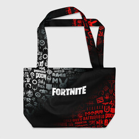 Пляжная сумка 3D с принтом FORTNITE 10 СЕЗОН в городе Новоалтайск, 100% полиэстер | застегивается на металлическую кнопку; внутренний карман застегивается на молнию. Стенки укреплены специальным мягким материалом, чтобы защитить содержимое от несильных ударов
 | beyond good and evil | brawl stars | call of duty | cyberpunk 2077 | death stranding | detroit become human | far cry | fortnite | overwatch | tes | the elder scrolls | the last of us | warframe | watch dogs | варфрейм | киберпанк 2077 | мас