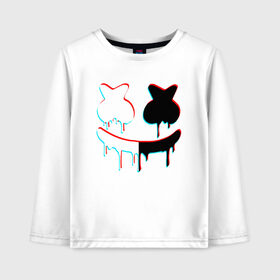 Детский лонгслив хлопок с принтом MARSHMELLO GLITCH в городе Новоалтайск, 100% хлопок | круглый вырез горловины, полуприлегающий силуэт, длина до линии бедер | america | dj | marshmello | usa | америка | маршмелло