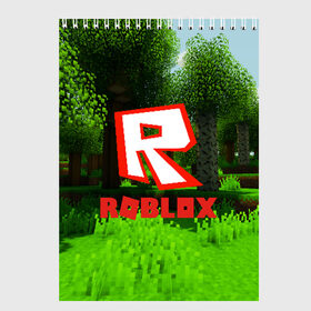 Скетчбук с принтом ROBLOX в городе Новоалтайск, 100% бумага
 | 48 листов, плотность листов — 100 г/м2, плотность картонной обложки — 250 г/м2. Листы скреплены сверху удобной пружинной спиралью | game | gamer | logo | minecraft | roblox | simulator | игра | конструктор | лого | симулятор | строительство | фигура
