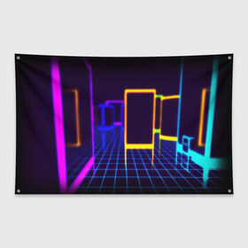Флаг-баннер с принтом NEON STYLE в городе Новоалтайск, 100% полиэстер | размер 67 х 109 см, плотность ткани — 95 г/м2; по краям флага есть четыре люверса для крепления | bright | colorful | cool | disco | music | music lover | retro | speaker | tape recorder | technique | vintage | винтаж | динамик | диско | магнитофон | меломан | музыка | неон | разноцветный | ретро | техника