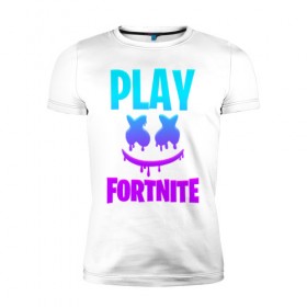 Мужская футболка премиум с принтом FORTNITE x MARSHMELLO в городе Новоалтайск, 92% хлопок, 8% лайкра | приталенный силуэт, круглый вырез ворота, длина до линии бедра, короткий рукав | fortnite | fortnite x | marshmello | маршмелло | фортнайт