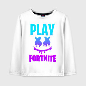 Детский лонгслив хлопок с принтом FORTNITE x MARSHMELLO в городе Новоалтайск, 100% хлопок | круглый вырез горловины, полуприлегающий силуэт, длина до линии бедер | fortnite | fortnite x | marshmello | маршмелло | фортнайт