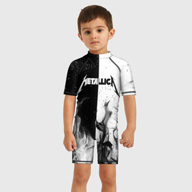 Детский купальный костюм 3D с принтом METALLICA в городе Новоалтайск, Полиэстер 85%, Спандекс 15% | застежка на молнии на спине | metallica | металлика