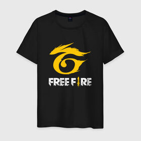 Мужская футболка хлопок с принтом GARENA FREE FIRE в городе Новоалтайск, 100% хлопок | прямой крой, круглый вырез горловины, длина до линии бедер, слегка спущенное плечо. | free fire | garena | garena free fire | гарена | гарена фри фаер | фри фаер