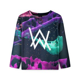 Детский лонгслив 3D с принтом ALAN WALKER в городе Новоалтайск, 100% полиэстер | длинные рукава, круглый вырез горловины, полуприлегающий силуэт
 | alan walker | aw | electro | electro music | music | алан уокер | музыка | музыкант | электро | электронная музыка