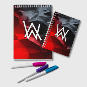 Блокнот с принтом ALAN WALKER в городе Новоалтайск, 100% бумага | 48 листов, плотность листов — 60 г/м2, плотность картонной обложки — 250 г/м2. Листы скреплены удобной пружинной спиралью. Цвет линий — светло-серый
 | Тематика изображения на принте: alan walker | aw | electro | electro music | music | алан уокер | музыка | музыкант | электро | электронная музыка
