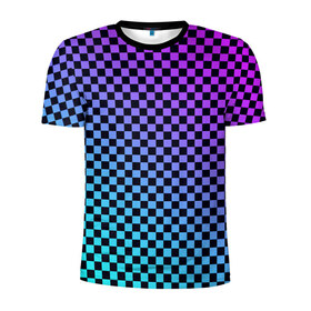Мужская футболка 3D спортивная с принтом Checkerboard gradient в городе Новоалтайск, 100% полиэстер с улучшенными характеристиками | приталенный силуэт, круглая горловина, широкие плечи, сужается к линии бедра | checkerboard | gradient | бойчик | градиент | клетка. ячейка | орнамент | френдзона | шахматная. доска | шашечки