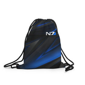 Рюкзак-мешок 3D с принтом MASS EFFECT N7 в городе Новоалтайск, 100% полиэстер | плотность ткани — 200 г/м2, размер — 35 х 45 см; лямки — толстые шнурки, застежка на шнуровке, без карманов и подкладки | abstract | geometry | metal | n7 | still | stripes | texture | абстракция | броня | геометрия | костюм | масс эффект | металл | н7 | сталь | стальная броня | текстура | шепард
