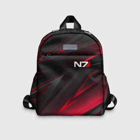 Детский рюкзак 3D с принтом MASS EFFECT N7 в городе Новоалтайск, 100% полиэстер | лямки с регулируемой длиной, сверху петелька, чтобы рюкзак можно было повесить на вешалку. Основное отделение закрывается на молнию, как и внешний карман. Внутри дополнительный карман. По бокам два дополнительных кармашка | abstract | geometry | metal | n7 | still | stripes | texture | абстракция | броня | геометрия | костюм | масс эффект | металл | н7 | сталь | стальная броня | текстура | шепард