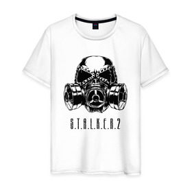 Мужская футболка хлопок с принтом S.T.A.L.K.E.R. 2 в городе Новоалтайск, 100% хлопок | прямой крой, круглый вырез горловины, длина до линии бедер, слегка спущенное плечо. | bandit | chernobyl | logo | pripyat | s.t.a.l.k.e.r. 2 | shadow of chernobyl | stalker | stalker 2 | бандиты | лого | меченый | припять | сталкер | сталкер 2 | тени чернобыля | чернобыль | чистое небо