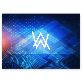 Поздравительная открытка с принтом ALAN WALKER в городе Новоалтайск, 100% бумага | плотность бумаги 280 г/м2, матовая, на обратной стороне линовка и место для марки
 | Тематика изображения на принте: alan walker | aw | electro | electro music | music | алан уокер | музыка | музыкант | электро | электронная музыка