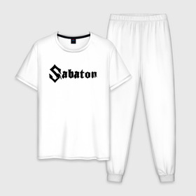 Мужская пижама хлопок с принтом Sabaton в городе Новоалтайск, 100% хлопок | брюки и футболка прямого кроя, без карманов, на брюках мягкая резинка на поясе и по низу штанин
 | battle metal | primo victoria | sabaton | the art of war | the great war | группа | йоаким броден | латный ботинок | метал | пауэр | рыцарские доспехи | сабатон | собатон | хэви