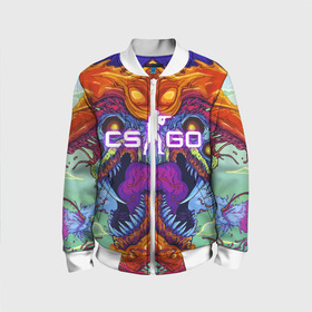 Детский бомбер 3D с принтом CS GO HYPER BEAST / ХАЙПЕРБИСТ / КС ГО в городе Новоалтайск, 100% полиэстер | застегивается на молнию, по бокам два кармана без застежек, мягкие манжеты, по низу бомбера и на воротнике — эластичная резинка | astralis | awp | counter strike | cs go | cs go global offensive | cs:go | faze clan | hyper beast | team liquid | астралис | кс го | тим ликвид | фейз клан | хайпер бист