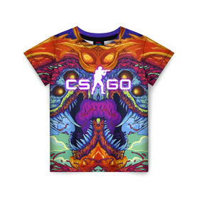 Детская футболка 3D с принтом CS GO HYPER BEAST в городе Новоалтайск, 100% гипоаллергенный полиэфир | прямой крой, круглый вырез горловины, длина до линии бедер, чуть спущенное плечо, ткань немного тянется | astralis | awp | counter strike | cs go | cs go global offensive | cs:go | faze clan | hyper beast | team liquid | астралис | кс го | тим ликвид | фейз клан | хайпер бист