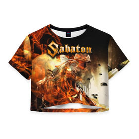 Женская футболка Cropp-top с принтом Sabaton в городе Новоалтайск, 100% полиэстер | круглая горловина, длина футболки до линии талии, рукава с отворотами | heavy | metal | power | sabaton | метал | пауэр | сабатон | хэви