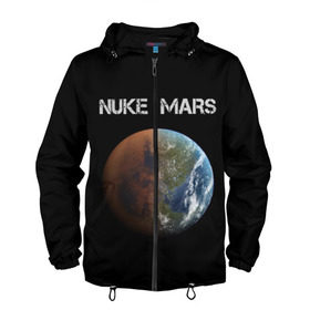 Мужская ветровка 3D с принтом NUKE MARS в городе Новоалтайск, 100% полиэстер | подол и капюшон оформлены резинкой с фиксаторами, два кармана без застежек по бокам, один потайной карман на груди | elon | mars | musk | nuke | земля | илон | марс | маск | планета | терраформирование | ядерный