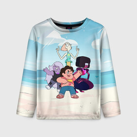 Детский лонгслив 3D с принтом Steven Universe в городе Новоалтайск, 100% полиэстер | длинные рукава, круглый вырез горловины, полуприлегающий силуэт
 | steven universe | аметист | вселенная стивена | гранат | жемчуг | конни махесваран | кристальные самоцветы | лазурит | ляпис лазурит | перидот | самоцветы | стивен кварц юнивёрс