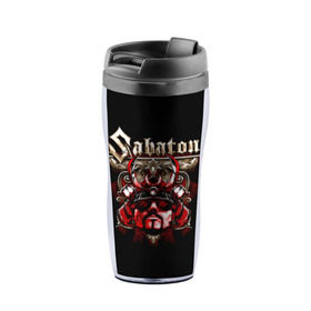 Термокружка-непроливайка с принтом Sabaton в городе Новоалтайск, внутренняя часть — пищевой пластик, наружная часть — прозрачный пластик, между ними — полиграфическая вставка с рисунком | объем — 350 мл, герметичная крышка | battle metal | primo victoria | sabaton | the art of war | the great war | группа | йоаким броден | латный ботинок | метал | пауэр | рыцарские доспехи | сабатон | собатон | хэви
