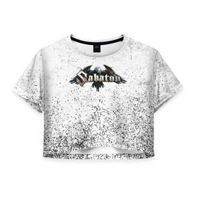 Женская футболка Cropp-top с принтом SABATON в городе Новоалтайск, 100% полиэстер | круглая горловина, длина футболки до линии талии, рукава с отворотами | battle metal. | primo victoria | sabaton | the art of war | the great war | группа | йоаким броден | латный ботинок | метал | пауэр | рыцарские доспехи | сабатон | собатон | хэви